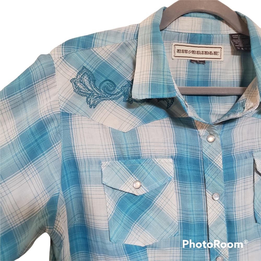Vintage Bit & Bridle Western Pearl Snap Plaid Button Down, XL